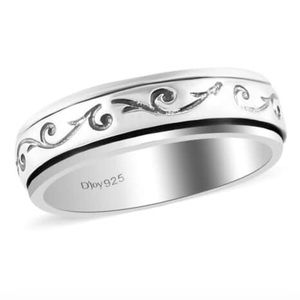 Sterling Silver Spinner Ring Vines Design Solid 925